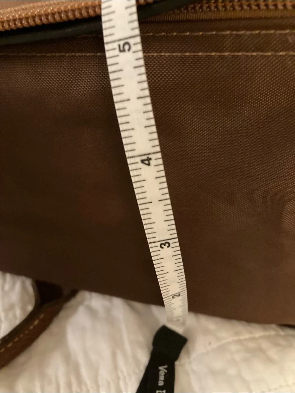 Longchamp Brown Nylon Travel Bag with Leather Trim